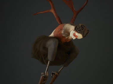 Susannah Zucker – Red Crouch, ceramic, steel, bone Sculpture