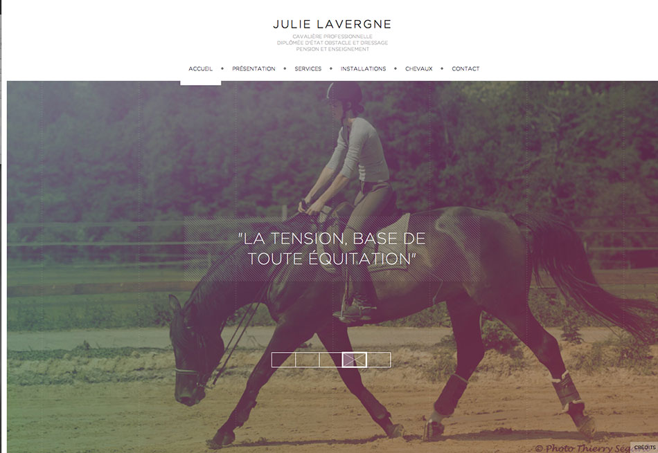 Magnifique site en Responsive design, Julie Lavergne [ Cavaliere professionnelle] – http://www.julie-lavergne.com