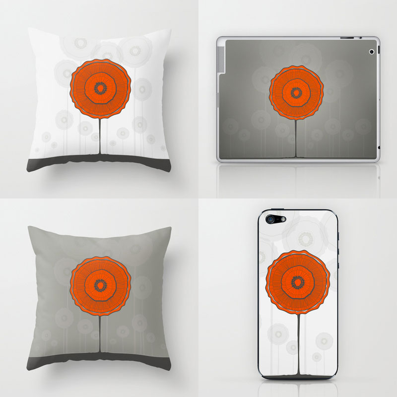 Illustration coquelicots / Poppies coussin-iphone-coquelicot - shop society6 LilaVert