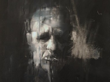 Guy Denning – self-portrait in my favourite, blue, hair shirt