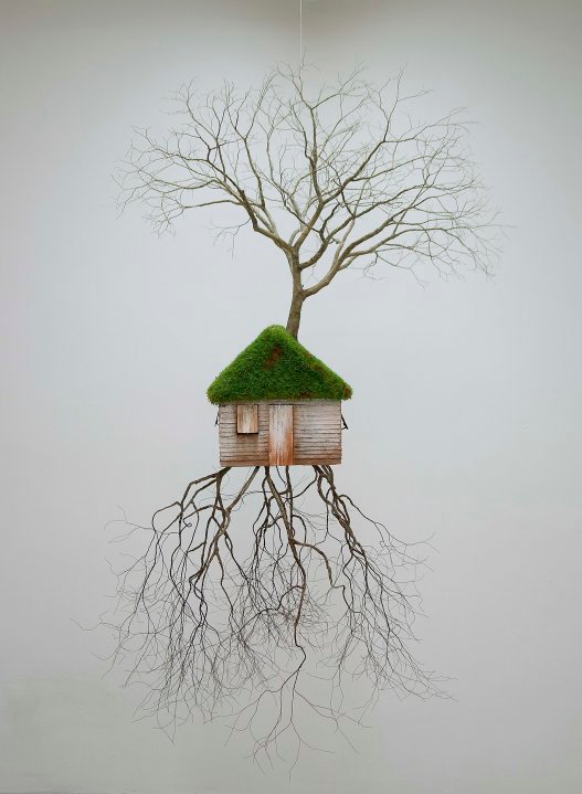 Jorge Mayet – sculpture racine, arbre, maison