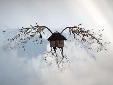 Jorge Mayet – sculpture racine, arbre, maison