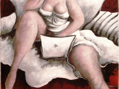 La fille à l’ordinateur n°2 / Acrylique sur carton / Corinne Brenner
