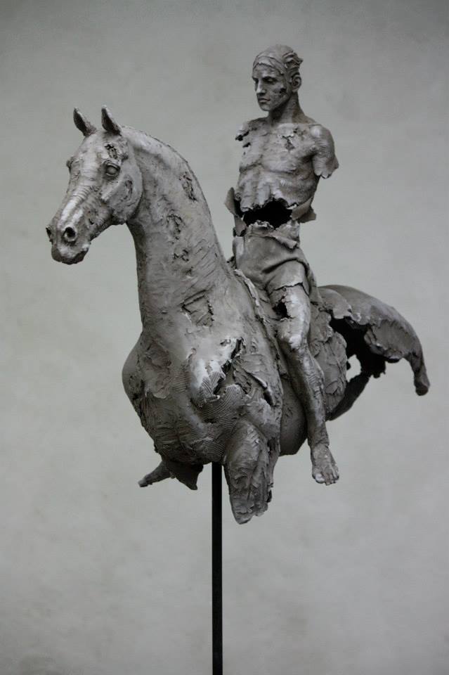 Sculpture Christophe Charbonnel, Cavalier III et Cavalier IV originaux terre cuite 2010 –