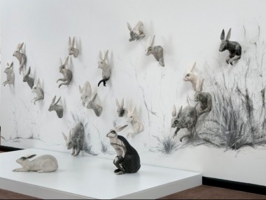 kelly connole-Scamper Installation – ceramic sculpture