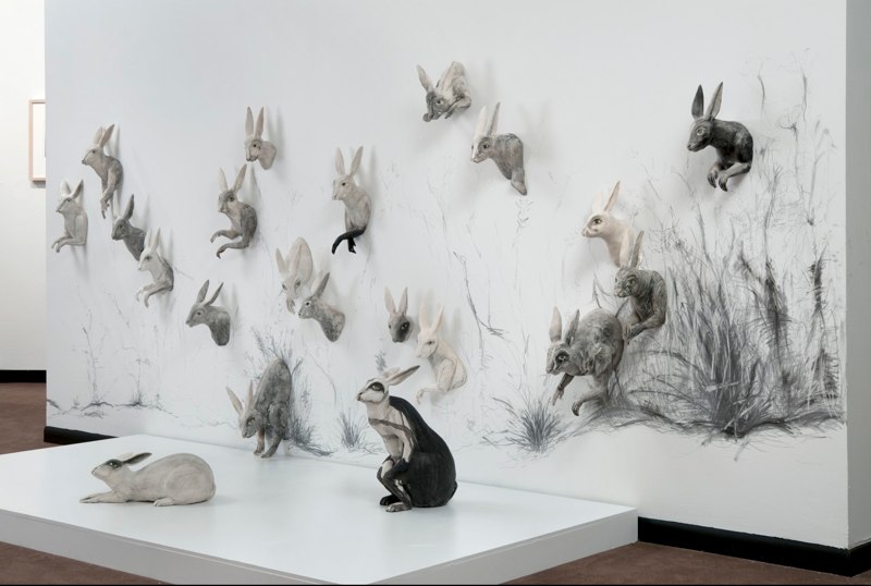 kelly connole-Scamper Installation – ceramic sculpture