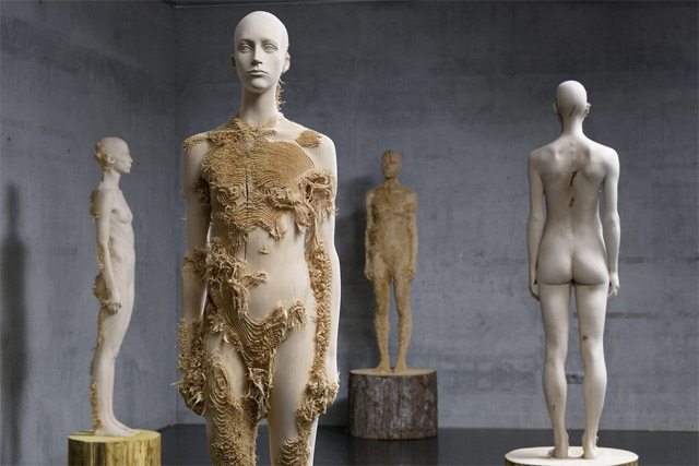 New Distressed Wood Figures by Aron Demetz