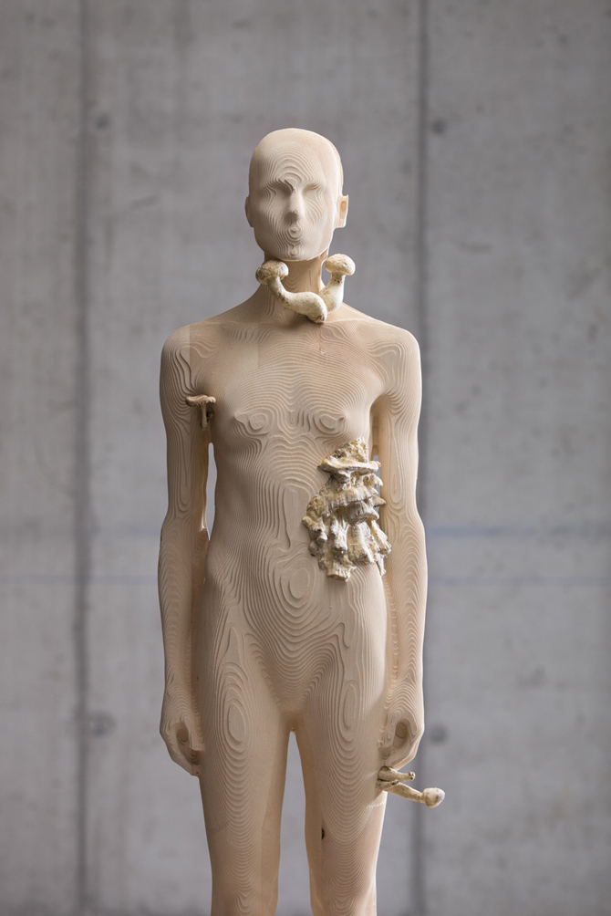 Aron Demetz – Pholiota Denuntians Bois d’érable et silicone, 200 x 50 cm, 2011