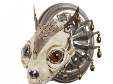 Jessica Joslin – Cat-Antique brass hardware and findings, silver filigree cut-work, bone, steel, beads, glove leather, glass eyes2