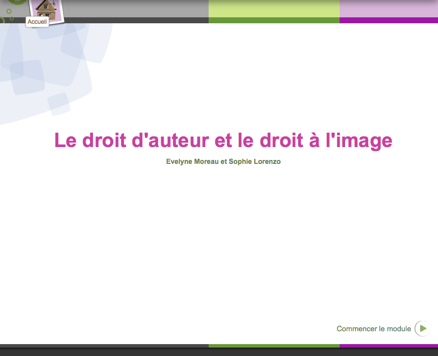 Site parfaitement documenté sur Le droit d'auteur et le droit à l'image par Evelyne Moreau et Sophie Lorenzo.