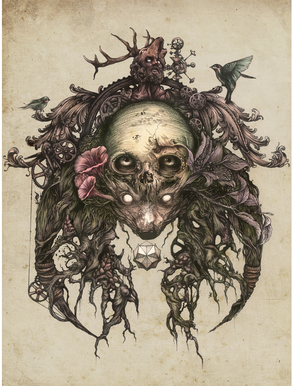 DZO – artist illustration – fine art – skull – tete de mort illustrée