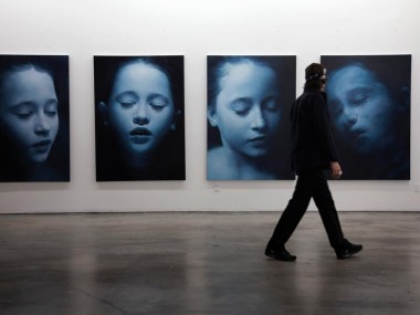 Helnwein working on serie Sleep paintings, 2010