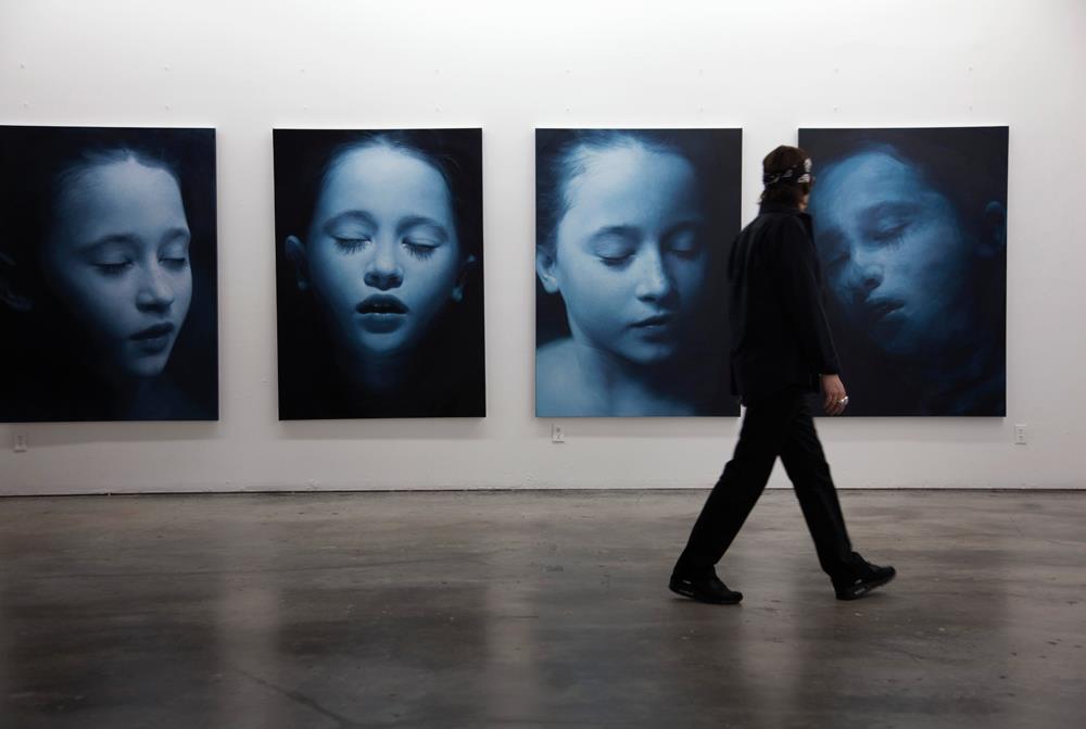 Helnwein working on serie Sleep paintings, 2010