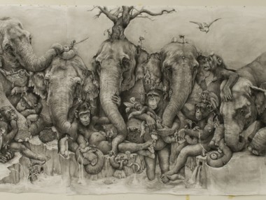 Adonna Khare Artist – Mural Fresque Elephants