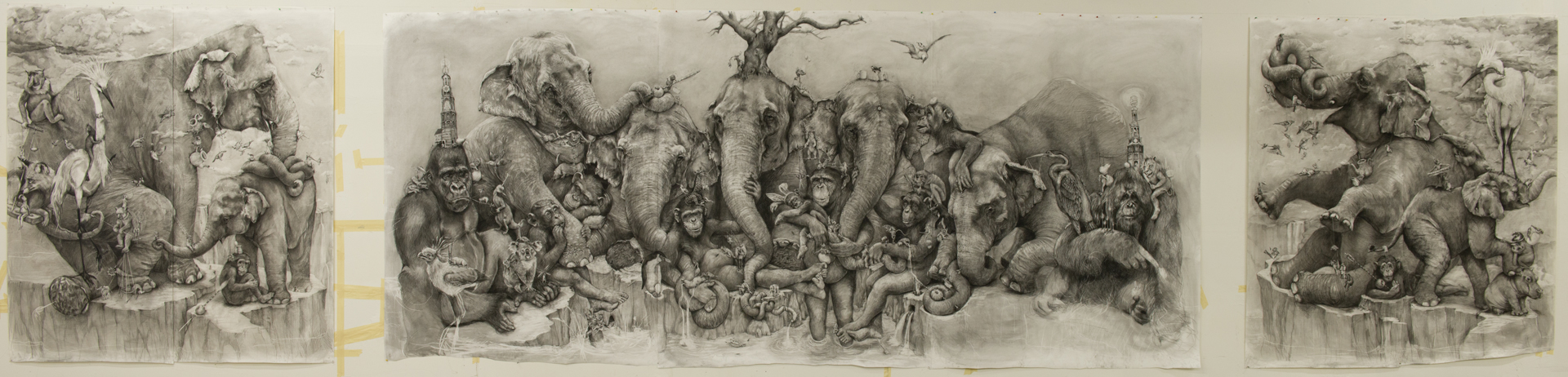 Adonna Khare Artist – Mural Fresque Elephants