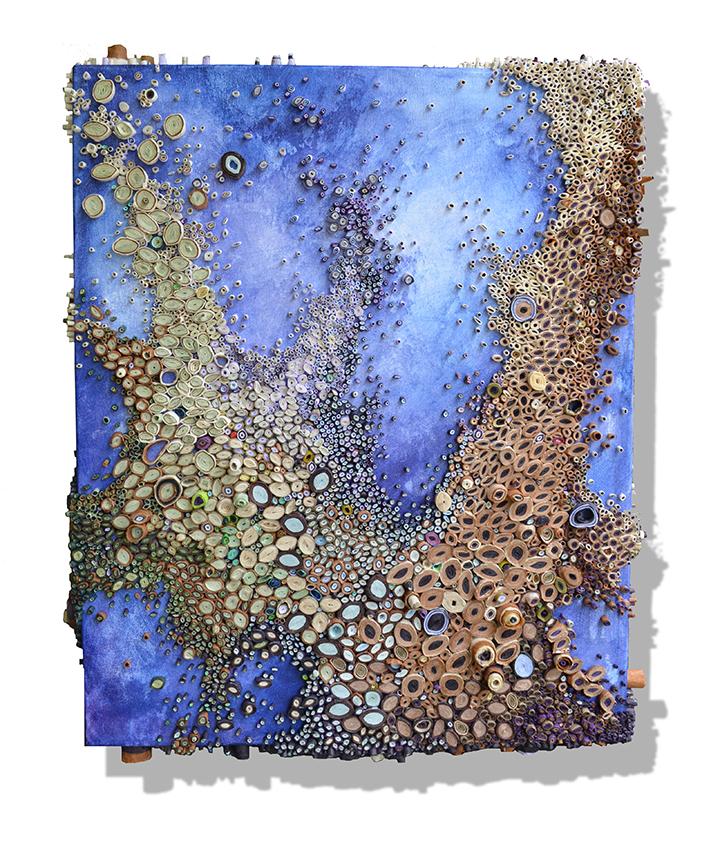 Amy Genser – amethyst migration_36x30x2.5 / Dimensional paper collages