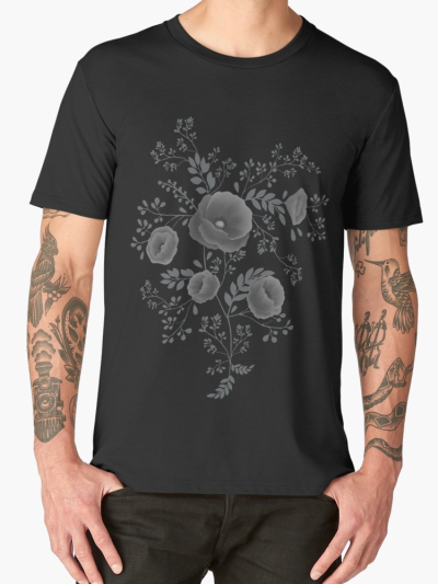 Black poppy illustration tee-shirt