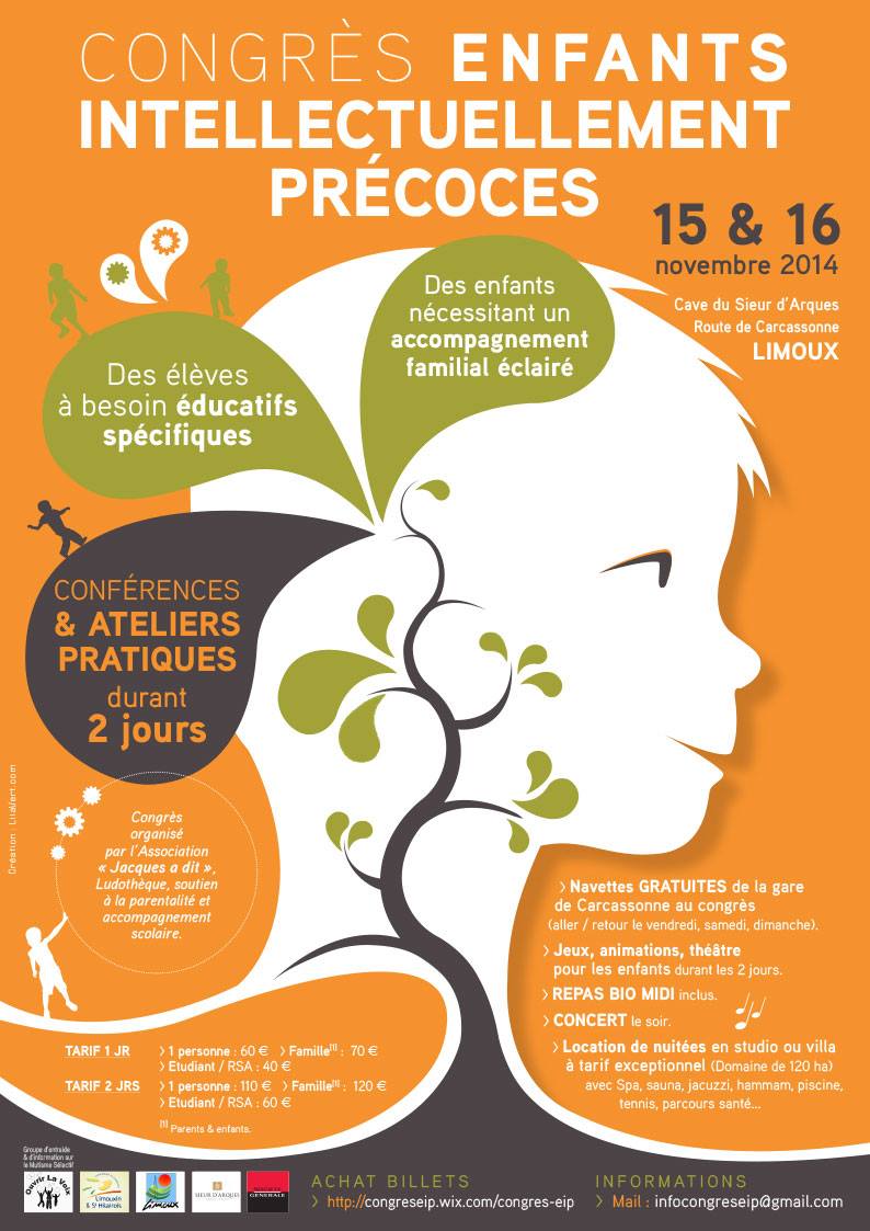 Congrès Enfant intellectuellement précoce à Limoux, les 15 et 16 nov. 2014