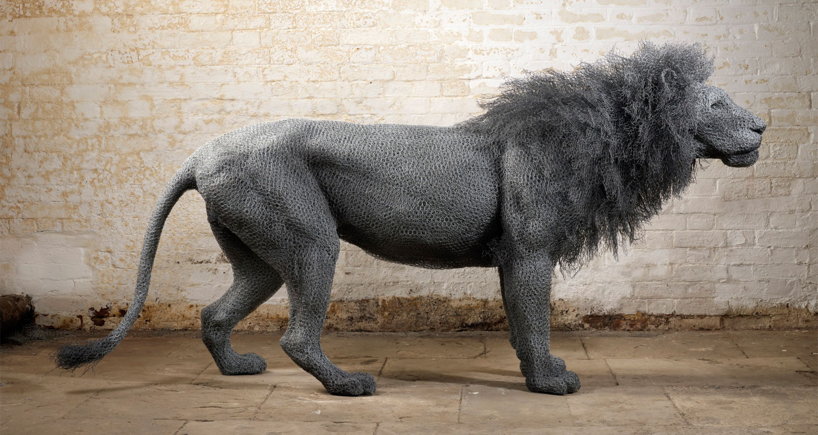 Lion – Kendra Haste – Galvanised wire Sculptures