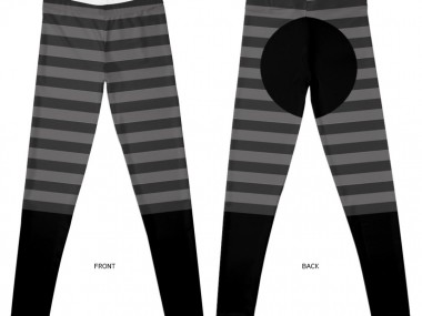 Legging horse, stripes, black/grey – ©LilaVert / Redbubble