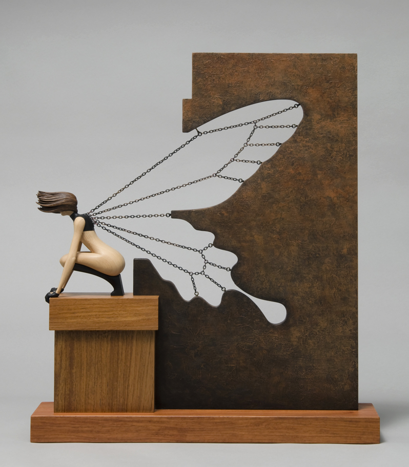 John Morris – Butterfly Effect – sculptures Wood 42 x 10 cm x 48 cm