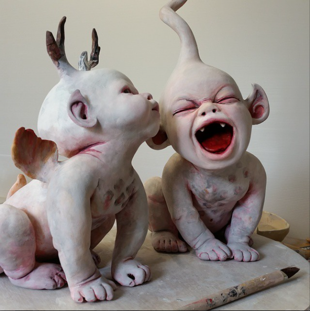 Ronit Baranga – sculptures The grave watchers childhood