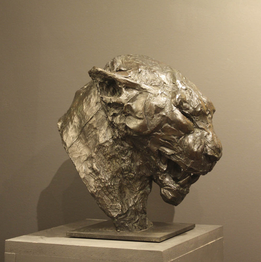 Patrick Villas – Sculptures – Tête de léopard grognant – Bronze – 27 x 17 x 26 cm