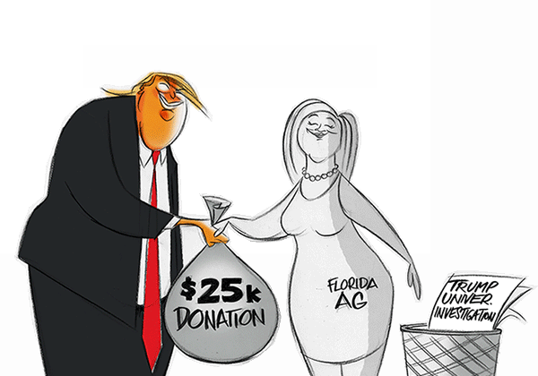 Trump pays to play, Editorial animation – Ann Telnaes
