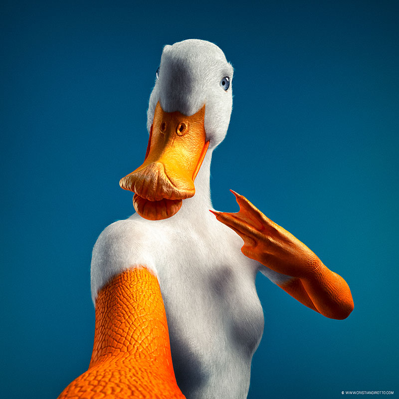 Digital 3D series Cristian Girotto – Selfie animal duck