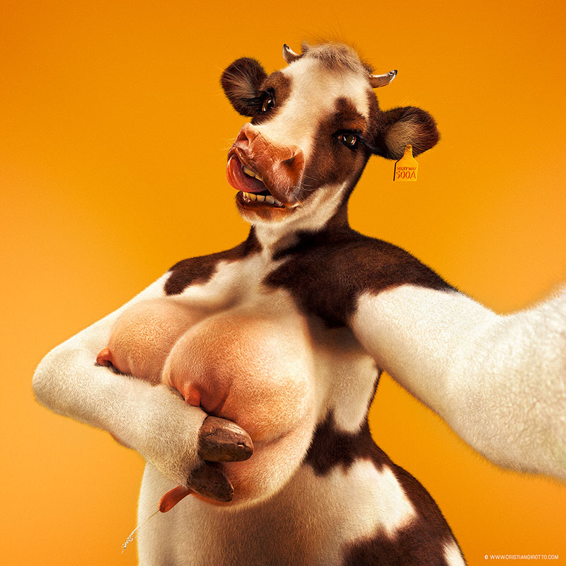 Digital 3D series Cristian Girotto - Selfie animal cow