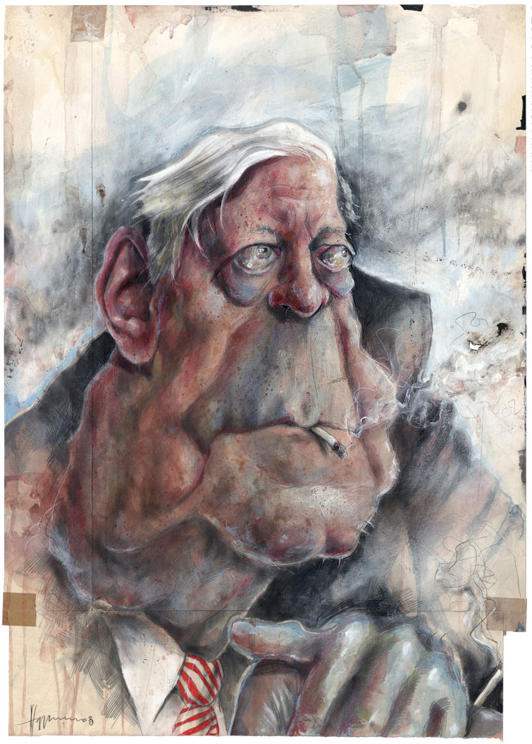 Frank Hoppmann – caricature satirique – Helmut Schmidt