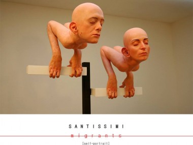 Silicone sculpture migrants – Self portrait – 2015 by Santissimi