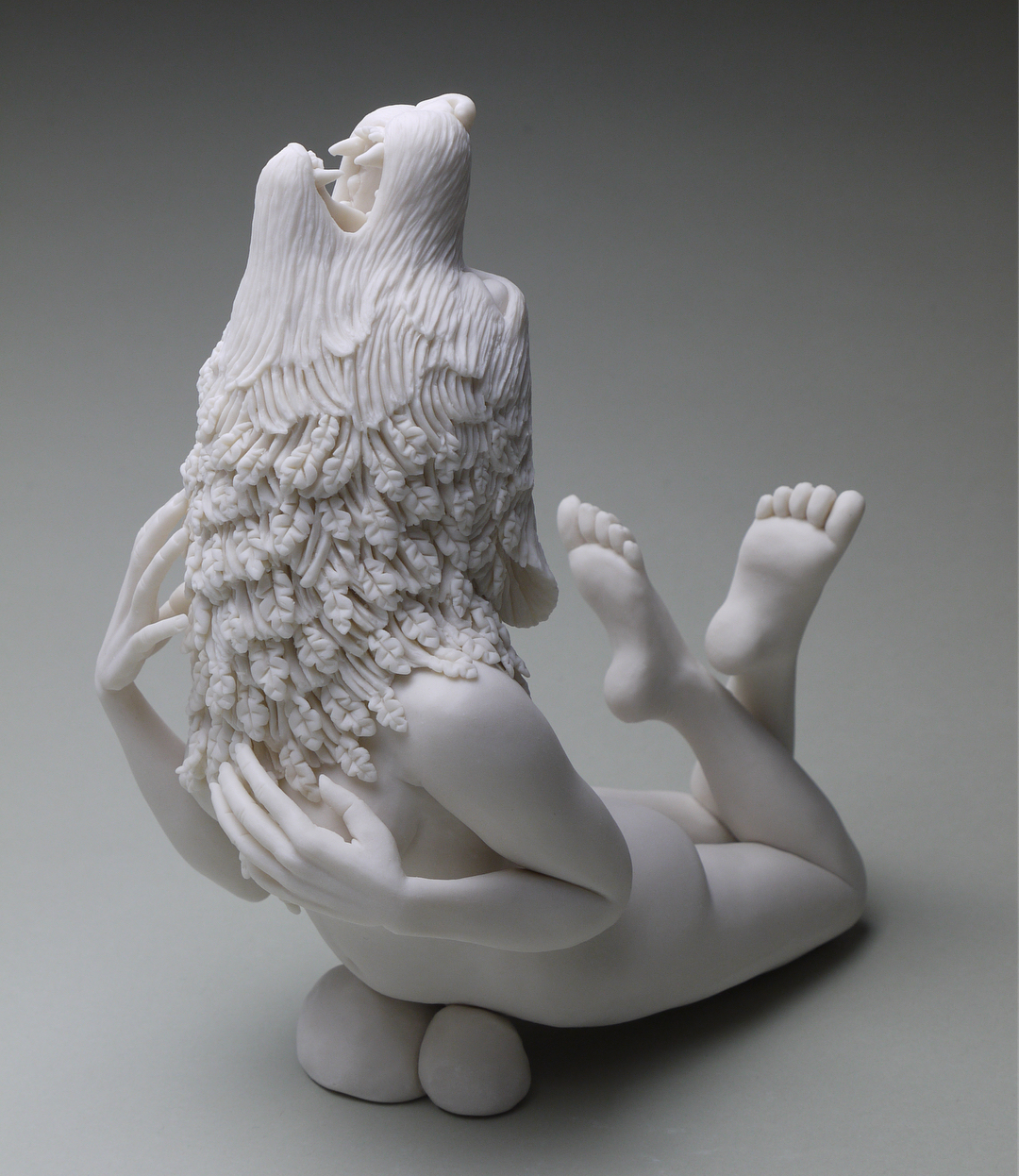 Crystal Morey Artist Sculptor Porcelain – New Symbiosis, Grey Wolf