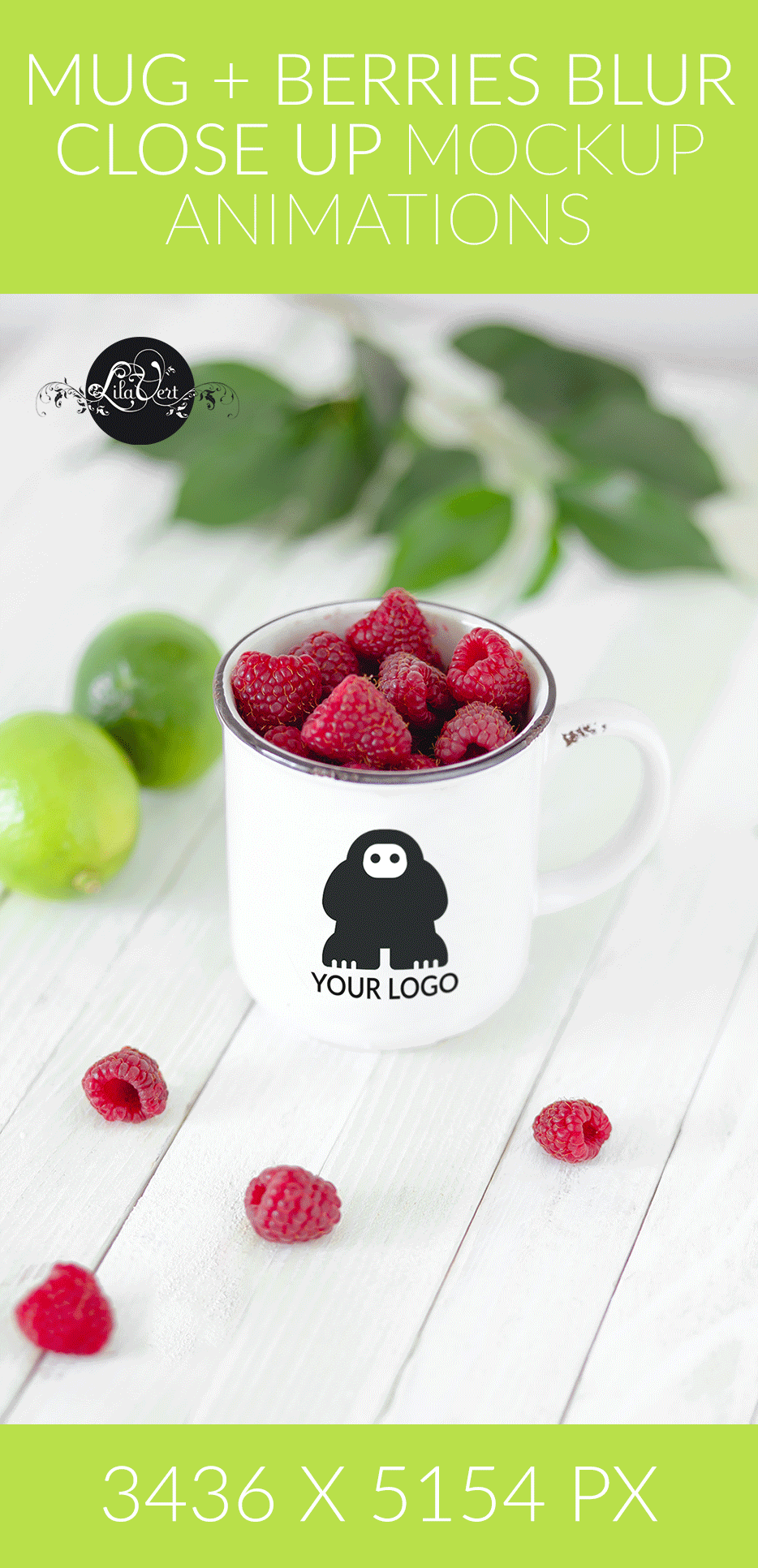 MUG + Berries blur close up mockup animation logos