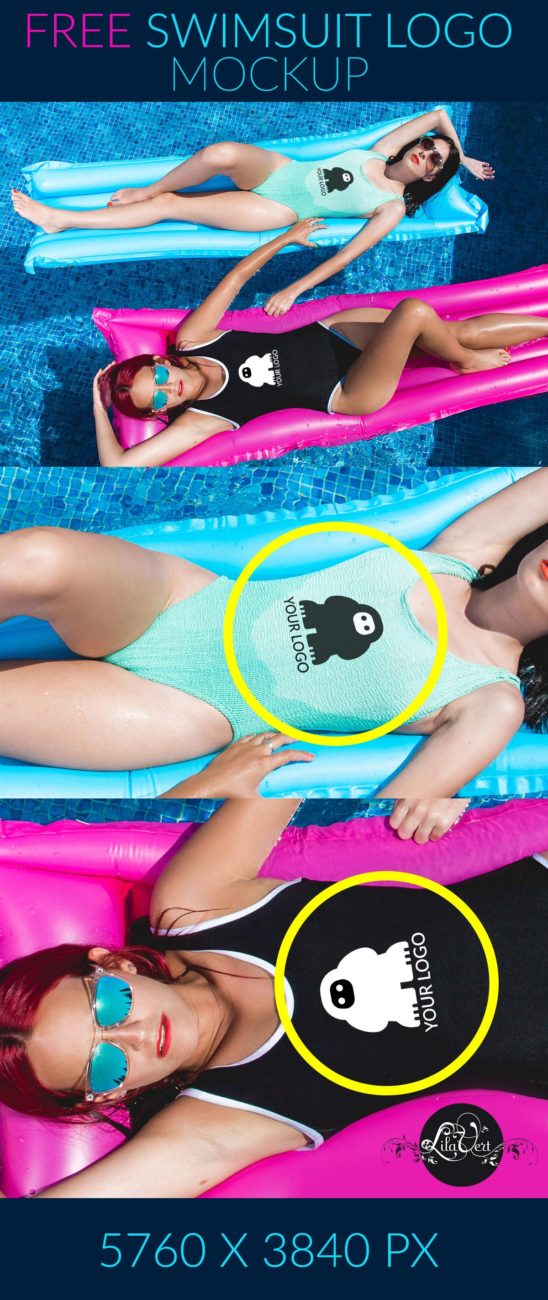 FREE Mockup logo Swimsuit girls