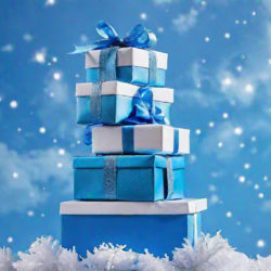 Christmas gifts blue background