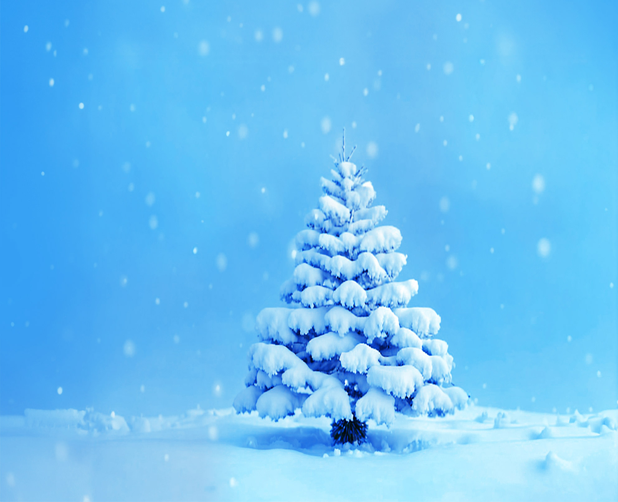 Free Christmas tree, snow background