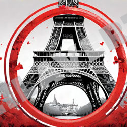 <span itemprop="name">Tour Eiffel dans un rond rouge floral graphic, trash</span>