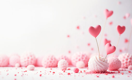 Valentine candy hearts isolated on a light background. copy space
