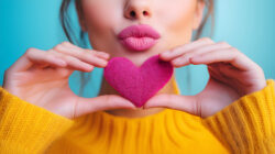 Woman hands forms a kiss
