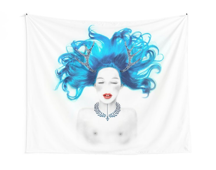 Dreamy girl. Creation digitale, illustration cheval - Tee-shirt, Iphone case, Ipad, macbook, coussinin, sac