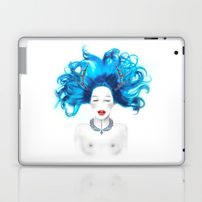 Dreamy girl. Creation digitale, illustration cheval - Tee-shirt, Iphone case, Ipad, macbook, coussinin, sac